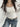 LACE TRIM SLIM FIT LONG-SLEEVED TIE-FRONT TOP