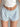 LACE TRIM STRIPED PAJAMA SHORTS WITH BLUE BOW LACE