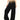 LEOPARD-ACCENT DOUBLE-LAYER WAIST HIGH-WAISTED BLACK JEANS