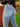 LIGHT BLUE FLARED JEANS WITH HIGH WAIST STYLING