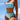 LIGHT BLUE RUCHED BIKINI SWIMSUIT SPLIT HIGH-STRETCH KNIT