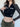 LONG SLEEVE CROP ZIP-UP TOP IN BLACK AND GRAY