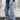 LOOSE-FITTING BLUE CARGO JEANS WITH ANKLE STRAPS SLIM STRAIGHT FIT