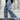 LOOSE-FITTING BLUE CARGO JEANS WITH ANKLE STRAPS SLIM STRAIGHT FIT
