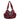 MAROON LEATHER HANDBAG WITH AMERICAN FLAG EMBELLISHMENT AND SILVER CHAINSRED HANDBAG