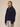 NAVY BLUE FLEECE JACKET WITH OVERSIZED DROPPED SHOULDER DESIGN