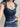 NAVY BLUE LACE TOP SHORT SLEEVE TEE LOOSE FIT