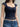 NAVY BLUE LACE TOP SHORT SLEEVE TEE LOOSE FIT