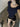 NAVY BLUE OFF-THE-SHOULDER TOP AND BLACK SHORTS IRREGULAR SHOULDER DESIGN