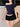 NAVY BLUE OFF-THE-SHOULDER TOP AND BLACK SHORTS IRREGULAR SHOULDER DESIGN