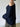 NAVY BLUE ONE-SHOULDER LONG-SLEEVE SHIRT FOR TRENDY RETRO STREET STYLE