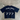 NAVY BLUE V-NECK KNIT SHIRT WITH WHITE LOGO OVERSIZED DROPPED SHOULDER