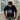 NAVY BLUE V-NECK KNIT SHIRT WITH WHITE LOGO OVERSIZED DROPPED SHOULDER