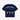NAVY BLUE V-NECK KNIT SHIRT WITH WHITE LOGO OVERSIZED DROPPED SHOULDER