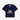 NAVY BLUE V-NECK KNIT SHIRT WITH WHITE LOGO OVERSIZED DROPPED SHOULDER