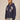 NAVY BLUE ZIP-UP HOODIE WITH NY LETTERING COTTON LOOPBACK SWEATSHIRT