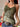 OLIVE GREEN FLORAL HALTER TOP VINTAGE HALTER RUCHED BACKLESS