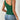 ONE-SHOULDER BODYSUIT IN GREEN - SOLID COLOR ASYMMETRICAL CAMI