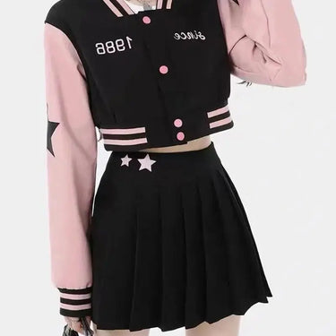 Outfit Jacket Coat Pleated Skirt 2pcs