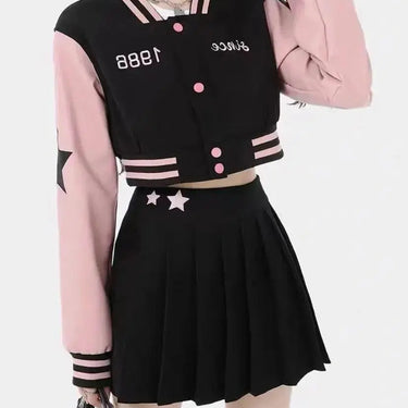 Outfit Jacket Coat Pleated Skirt 2pcs