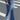 PATCHWORK FLARE JEANS RAW HEM TWO TONE DENIM
