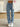 PATTERNED BLUE JEANS HIGH RISE BOYFRIEND CHIC FRINGE DESIGN