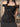 PEASANT TOP WITH BLACK TIE-FRONT AND LACE TRIM DETAIL