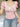 PINK HEART LACE TRIM SQUARE NECK COLOR BLOCK TOP