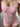 PINK RIBBED ROMPER WITH LACE TRIM SLIM FIT JUMPSUIT