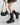 PLATFORM BOOTS BLACK VEGAN LEATHER BUCKLE STRAP