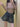 PLEATED DENIM MINI SKIRT SCALLOP FABRIC