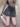 PLEATED DENIM MINI SKIRT SCALLOP FABRIC