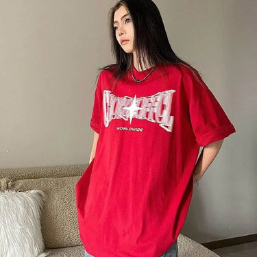 Red / Black - Streetwear Tshirts Oversized Y2K Vintage