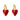 RED HEART DROP EARRINGS WITH GOLD HOOPS