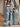 RIPPED WIDE-LEG DENIM JEANS BLUE PUNK FRAYED STYLE