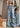 RIPPED WIDE-LEG DENIM JEANS BLUE PUNK FRAYED STYLE