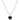 SILVER NECKLACE WITH BLACK HEART PENDANT AND BLACK PATTERN DESIGN