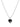 SILVER NECKLACE WITH BLACK HEART PENDANT AND BLACK PATTERN DESIGN