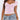 SLIM FIT PINK LACE-TRIMMED TOP WITH ROUND NECK FOR Y2K STYLE
