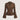 SOLID COLOR Y2K BROWN BUTTON-DOWN SHIRT WITH FLARED SLEEVES