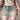 STAR DENIM MINI SKIRT DISTRESSED COTTON BLEND