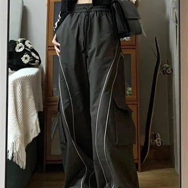 Streetwear Techwear Black Cargo Korean Parachute Track Pants
