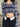 STRIPED KNIT CROP TOP WITH LONG SLEEVE CREW DESIGN