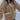 TAN SHEARLING-TRIMMED COAT WITH LAPEL COLLAR LOOSE FIT JACKET