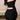 TWO PIECE SET BLACK SOLID COLOR ELASTANE FABRIC