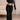 TWO PIECE SET BLACK SOLID COLOR ELASTANE FABRIC