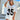 WHITE AND BLUE V-NECK SPORTS SHIRT FASHION DIGITAL