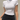 WHITE CROP MOCK NECK SHORT SLEEVE TOP WITH SOFT COTTON AND STRETCHY SPANDEX - S - Sweetheart Supplies