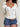 WHITE KNIT LONG SLEEVE TOP WITH BUTTON PLACKET AND DENIM SHORTS SET - M - Sweetheart Supplies