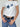 WHITE T-SHIRT WITH BLUE STAR DESIGNS VINTAGE LOOSE FIT - S - Sweetheart Supplies